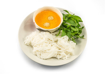 Thai vermicelli eaten with curry