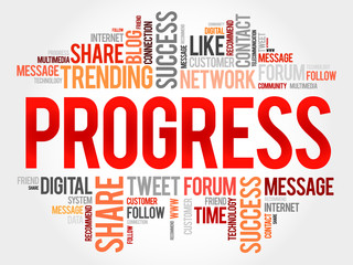 Progress word cloud, business concept
