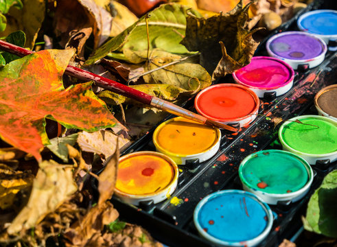 herbstliche Deko Kinder Wasserfarben
