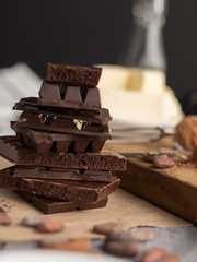 ingredients for the cake of cocoa