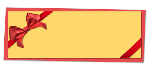 red ribbon bow on yellow letter