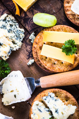 Oat crackers with cheese selection