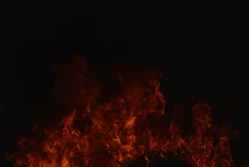 Behang Vlam Mooie abstracte vlam van vuur op de zwarte achtergrond