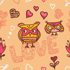 owl lovers seamless background