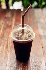 Cold black coffee without sugar