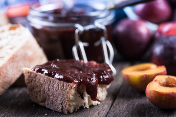 Homemade organic plum marmelade