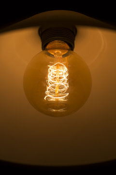 vintage glowing light bulb