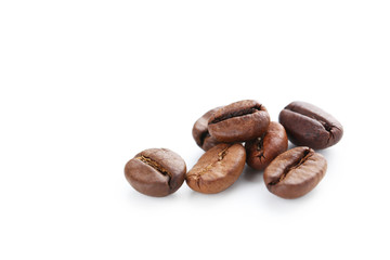 Roasted coffee beans isolated on a white