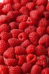 Red raspberry background, close up