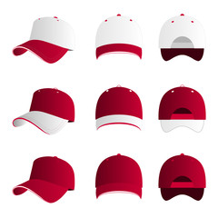 Rose and white baseball cap vector set