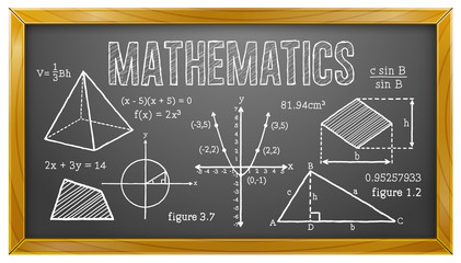 Mathematics, Algebra, Geometry, Trigonometry, Blackboard - 92549342