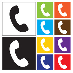 Fototapeta premium Telephone receiver vector icon. phone icon. square Button