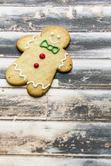 Christmas Gingerbread on wood background