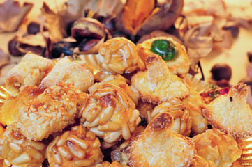panellets, typical sweet food in All Saints Day in Catalonia, Sp