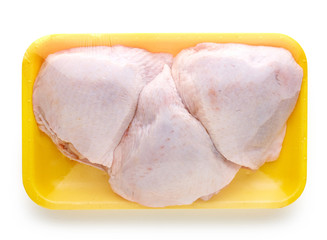 chicken meat package on white background