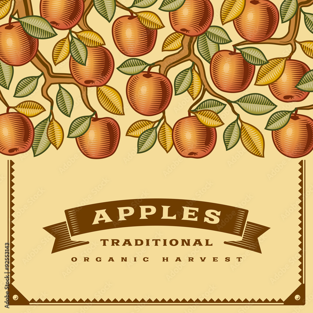 Wall mural Retro apple harvest card