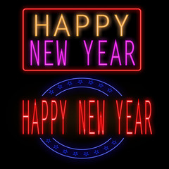 Happy new year glowing neon sign