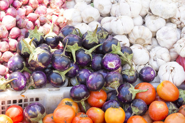 Vegetables in Asian market close up