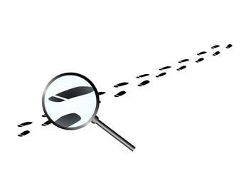 Vector : Shoe paint tracks and magnifying glass