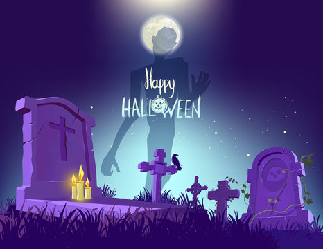 Happy Halloween poster, vector illustration