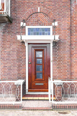Brown wooden door.