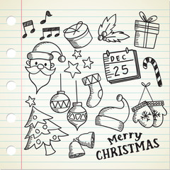 set of Christmas doodle