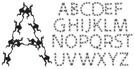 Vector alphabet letters from little monkeys, isolated on white