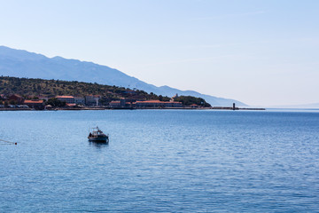Beautiful coast and Adriatic Sea with Transparent Blue Water near Senj, Croatia