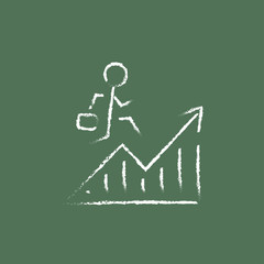 Financial recovery icon drawn in chalk.