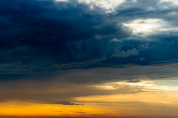 beautiful landscape with sunset over sea with dramatic sky