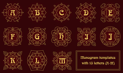 Elegant monogram design templates with letters.