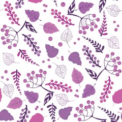 Purple and Pink Leafs Seamless Pattern