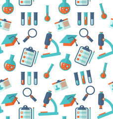 Chemical Seamless Pattern with Different Laboratory Objects