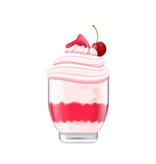 Ice Cream with Whipped Cream, Jam and Cherry