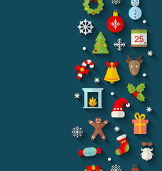 Christmas Flat Icons with Long Shadows