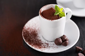 Fotobehang Chocolate pudding in small cups © fahrwasser