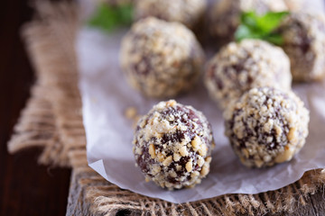 Chocolate truffles with peanut butter