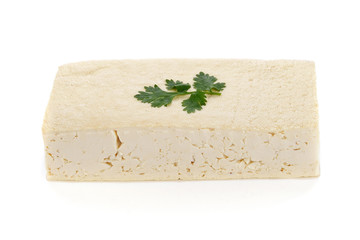 tofu cheese on white background