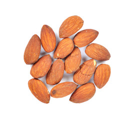salted almonds nuts isolated on white background
