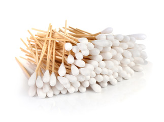 Cotton wool sticks isolated on white