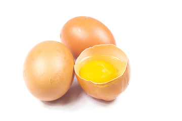 Broken egg isolated on white background
