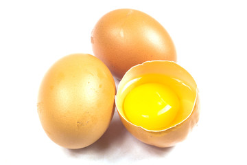Broken egg isolated on white background
