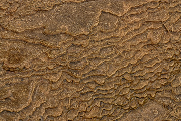 Macro of the tiered textures in the upper terrace at Mammoth in Yellowstone National Park.