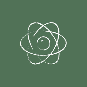 Atom icon drawn in chalk.