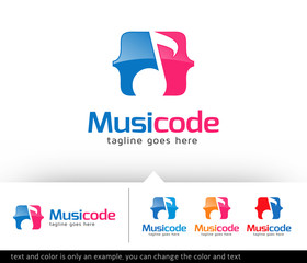 Music Code Logo Template Design Vector 