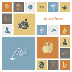 Set of Flat Autumn Icons