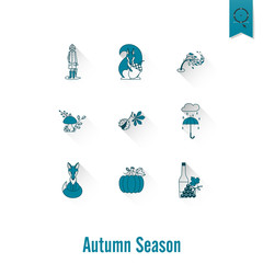 Set of Flat Autumn Icons