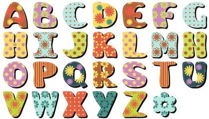 scrapbook alphabet on white background