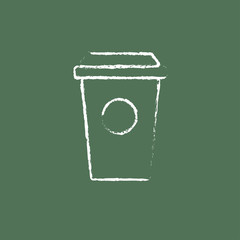 Disposable cup icon drawn in chalk.