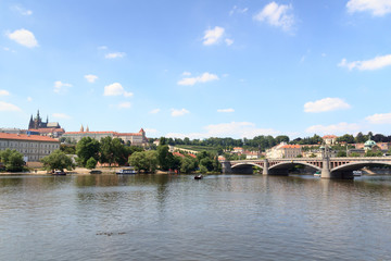 Fototapeta na wymiar Prague Castle and Manes Bridge in Prague